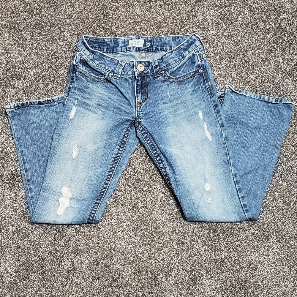 Aeropostale distressed skinny flare jeans